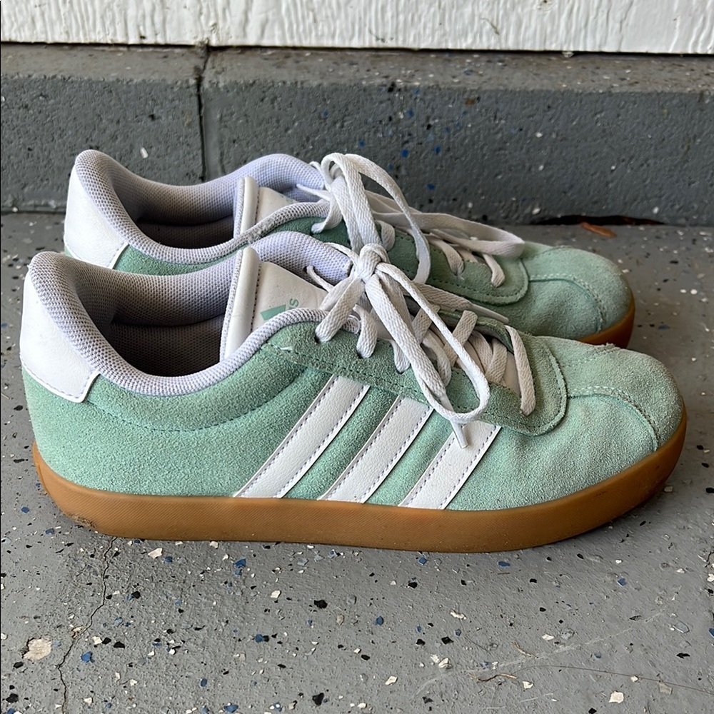 Adidas Pastel Green Trainers with White Accents